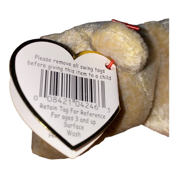 Ty Beanie Baby "Almond" Bear Plush Collectible Toy April 14 1999 Retired Cream T - Picture 7 of 9
